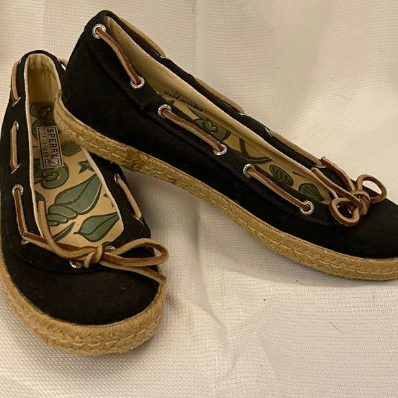 Black Sperry Top-Sider Espadrilles 7M - Picture 1 of 7